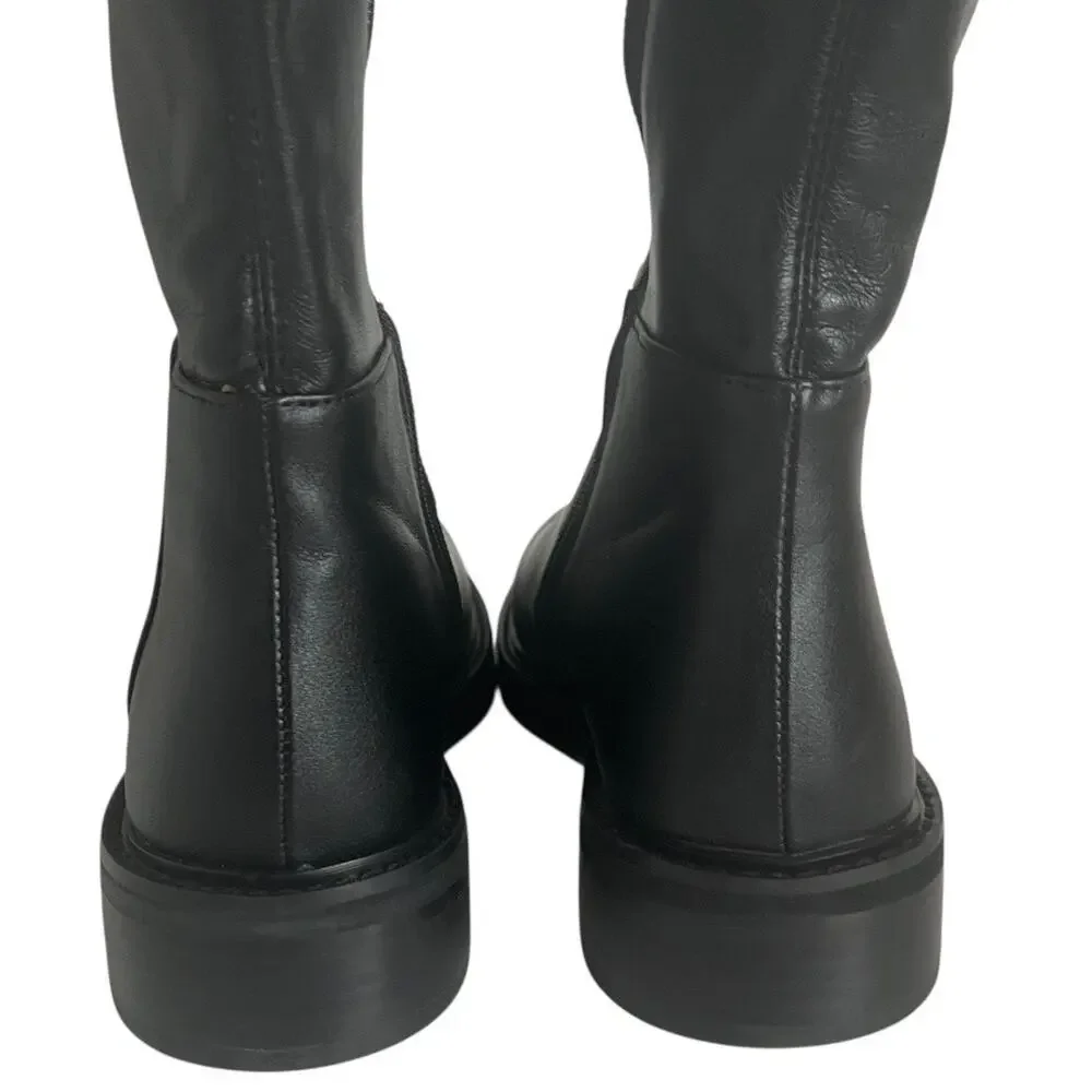 Steve Madden Larz Over The Knee Black Faux Leather Boots Size 5.5M